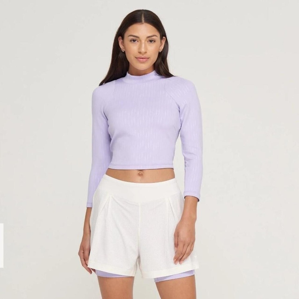 NWT Bad Birdie The Links‎ Mock Neck Cattails XL Fitted Golf Top $80 3/4 Lavender